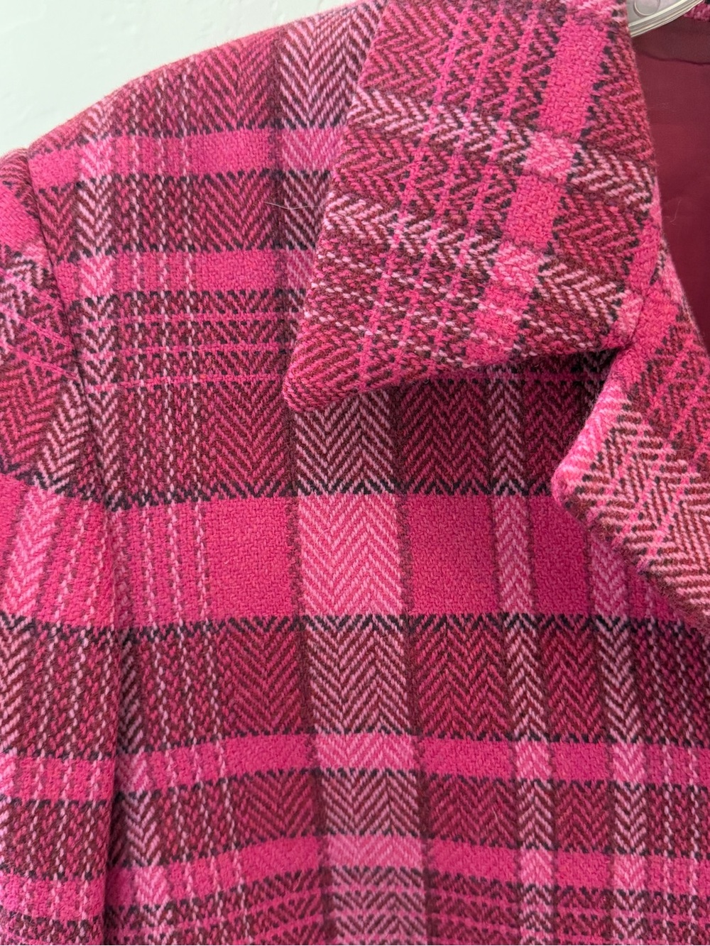 Pink Plaid Tailored Blazer 100% wool - Picture 2 of 7